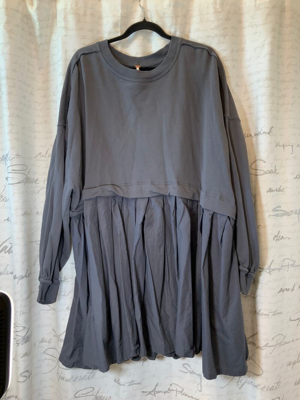 Free People Oversized Grey Sweatshirt Dress XL Lagenlook Boho Chic